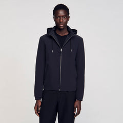 Zip-up hooded jacket Navy Blue Sandro Men