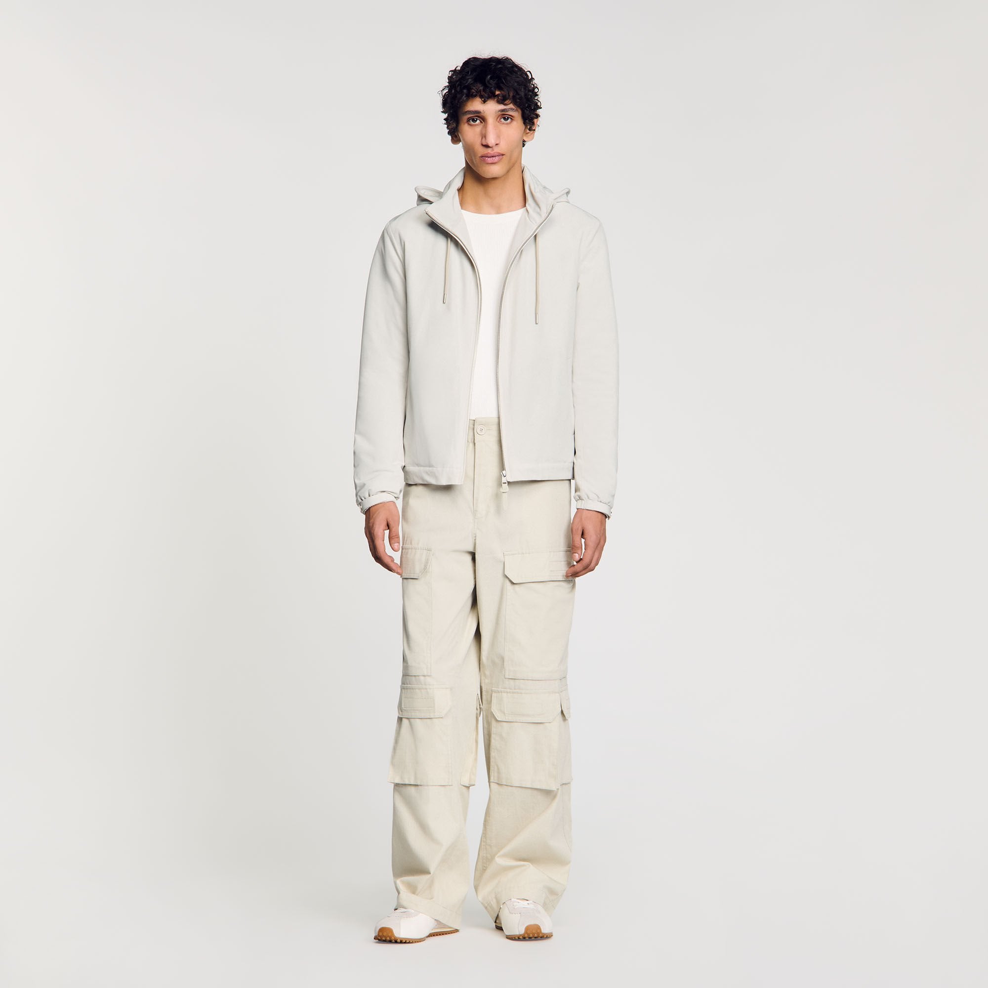 Zip-up hooded jacket Aluminum Sandro Men