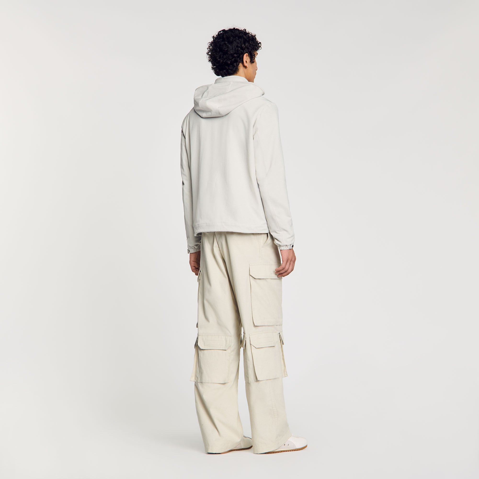 Zip-up hooded jacket Aluminum Sandro Men