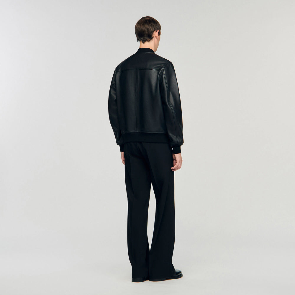 Leather jacket Black Sandro Men