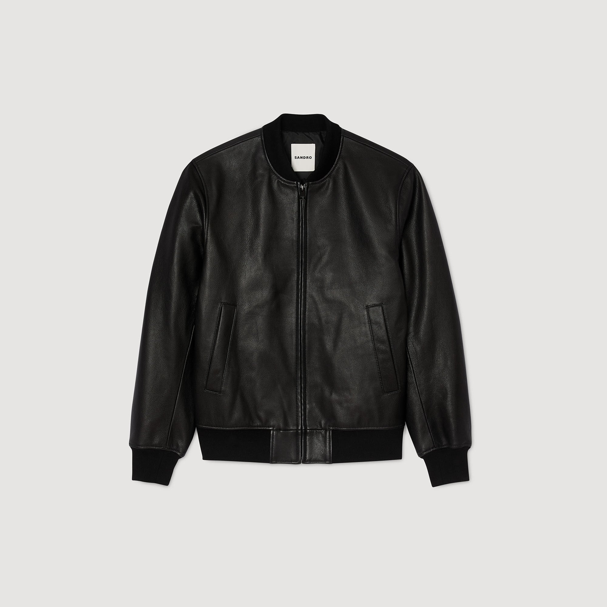 Leather jacket Black Sandro Men
