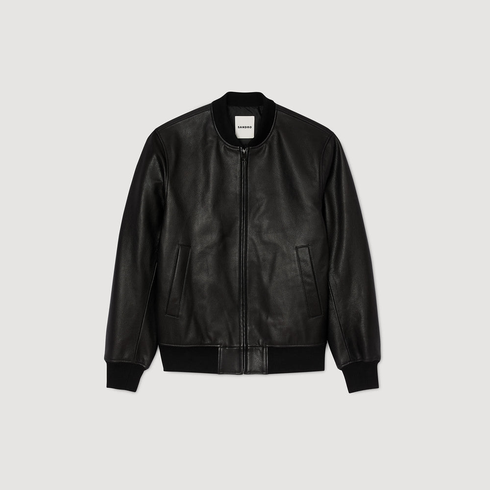 Leather jacket Black Sandro Men