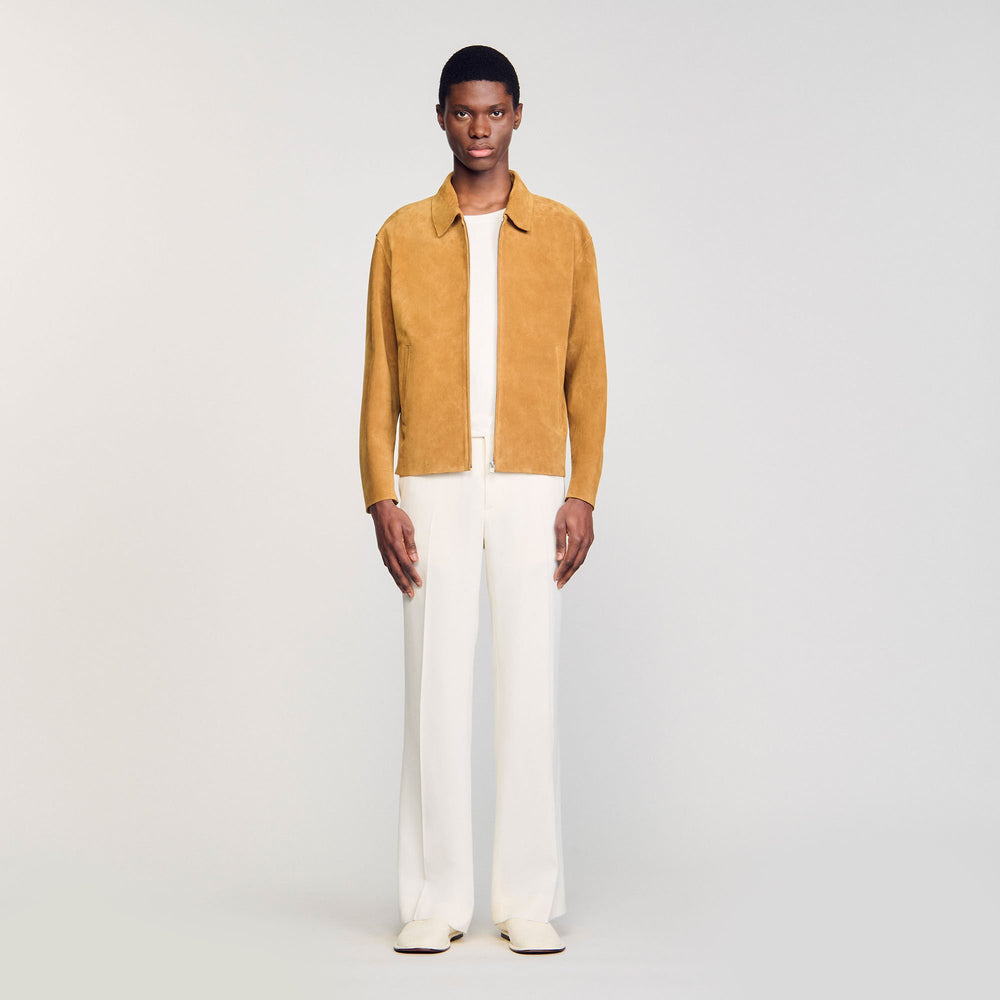 Split leather jacket Camel Sandro Men
