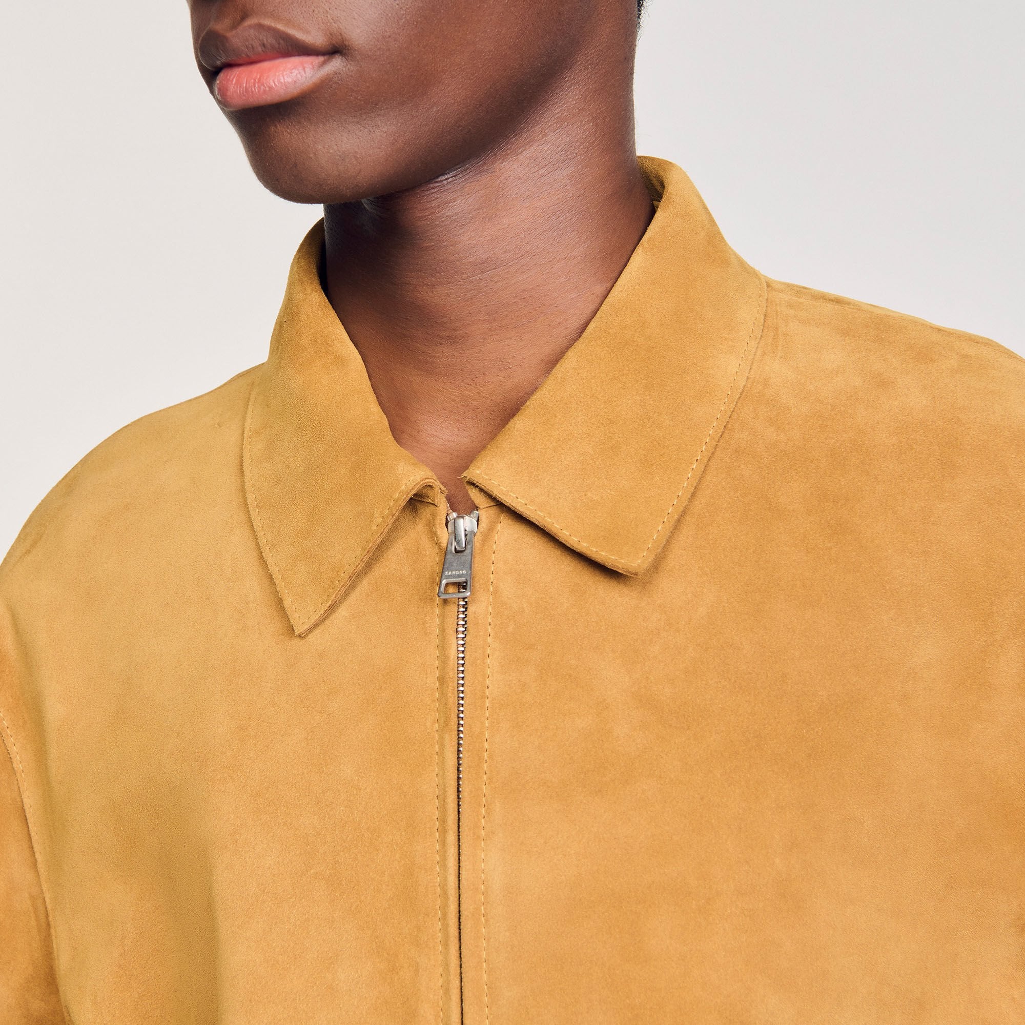 Split leather jacket Camel Sandro Men