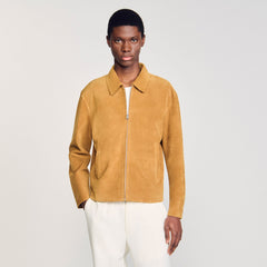 Split leather jacket Camel Sandro Men