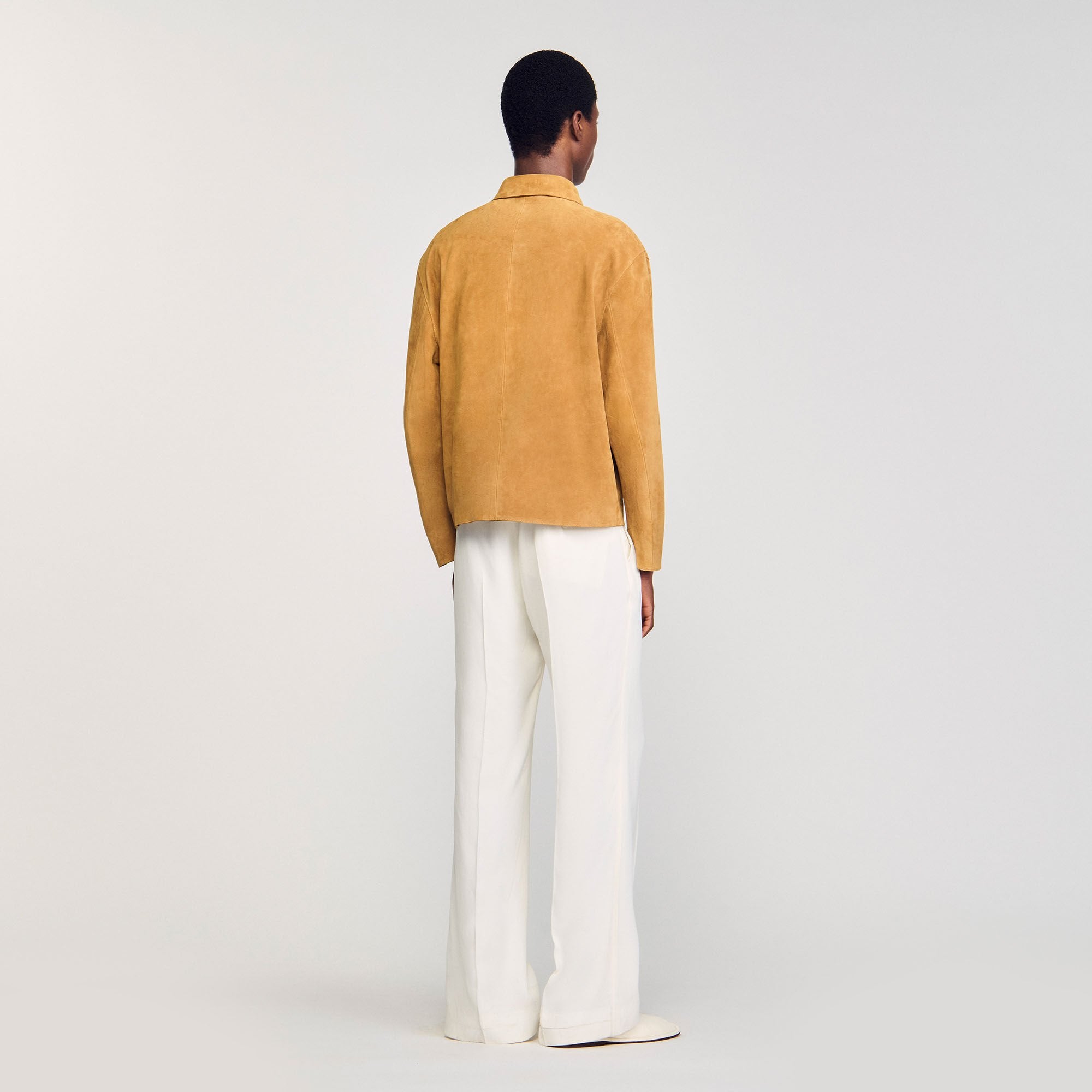 Split leather jacket Camel Sandro Men