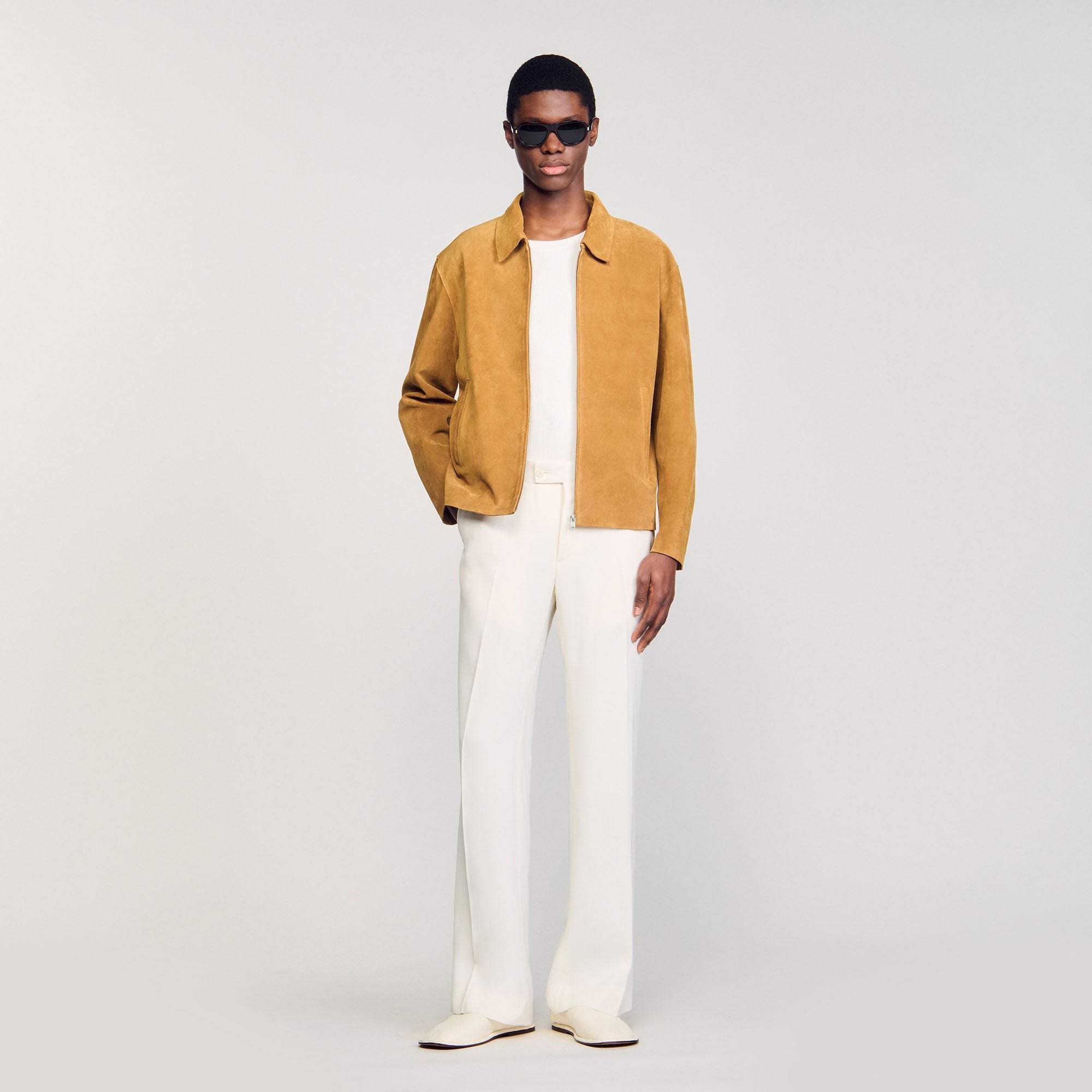 Split leather jacket Camel Sandro Men