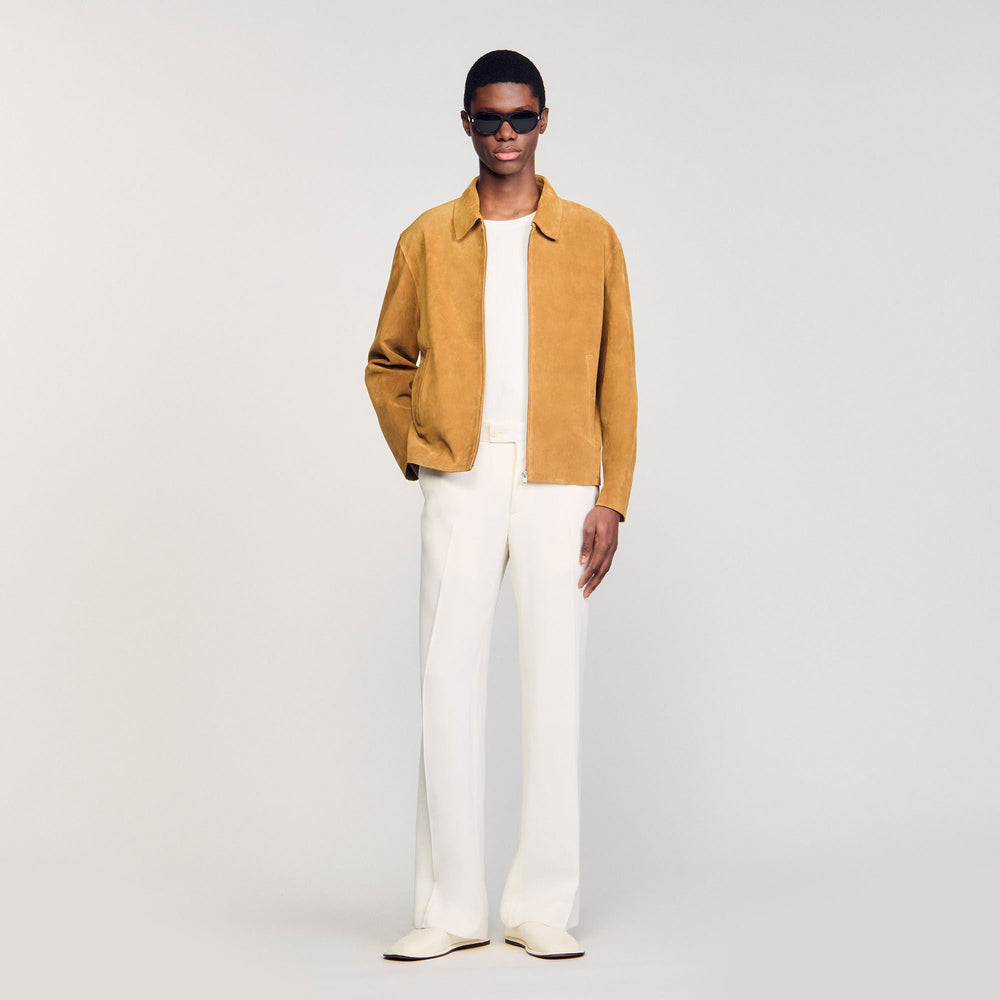 Split leather jacket Camel Sandro Men