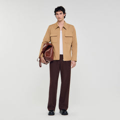 Zip-up pocket jacket Camel Sandro Men
