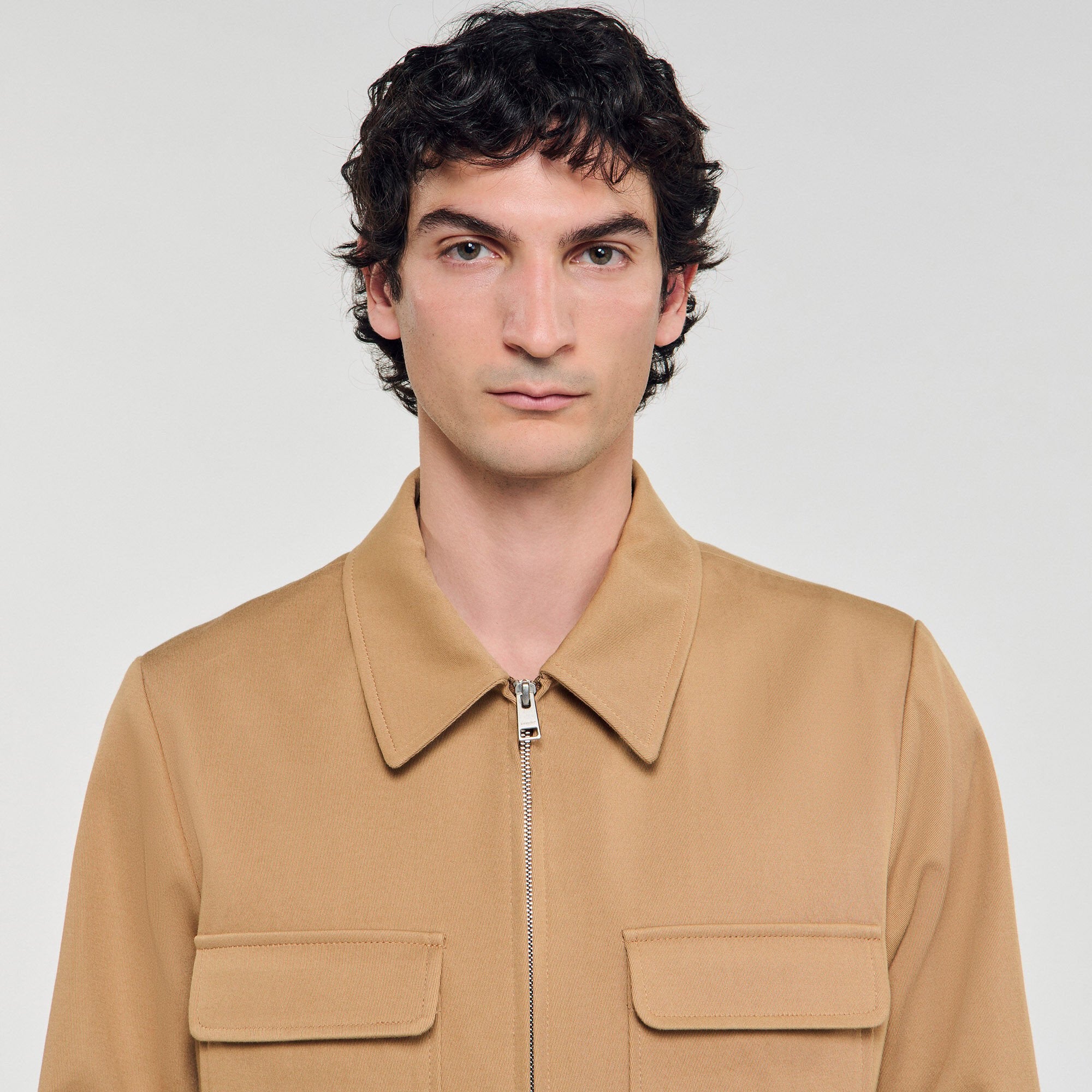 Zip-up pocket jacket Camel Sandro Men