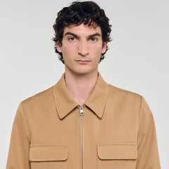 Zip-up pocket jacket Camel Sandro Men