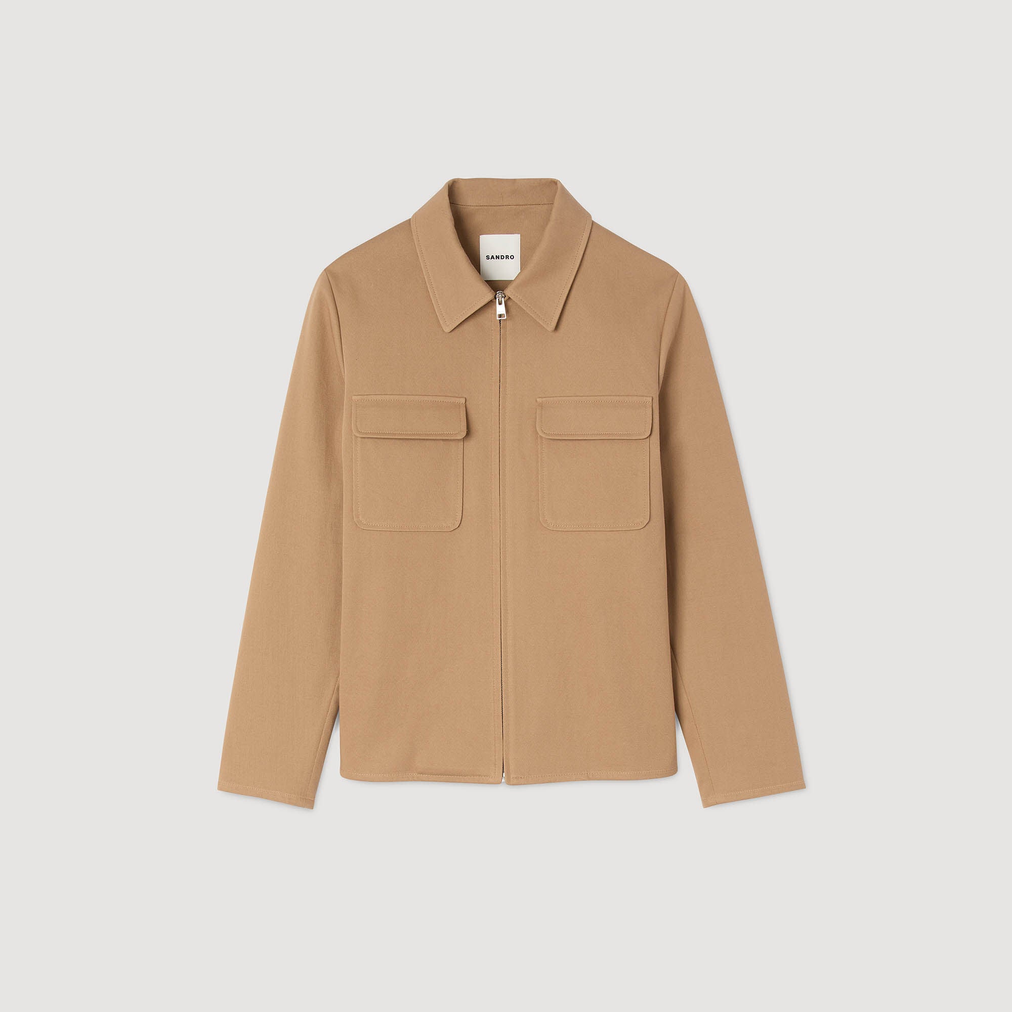 Zip-up pocket jacket Camel Sandro Men