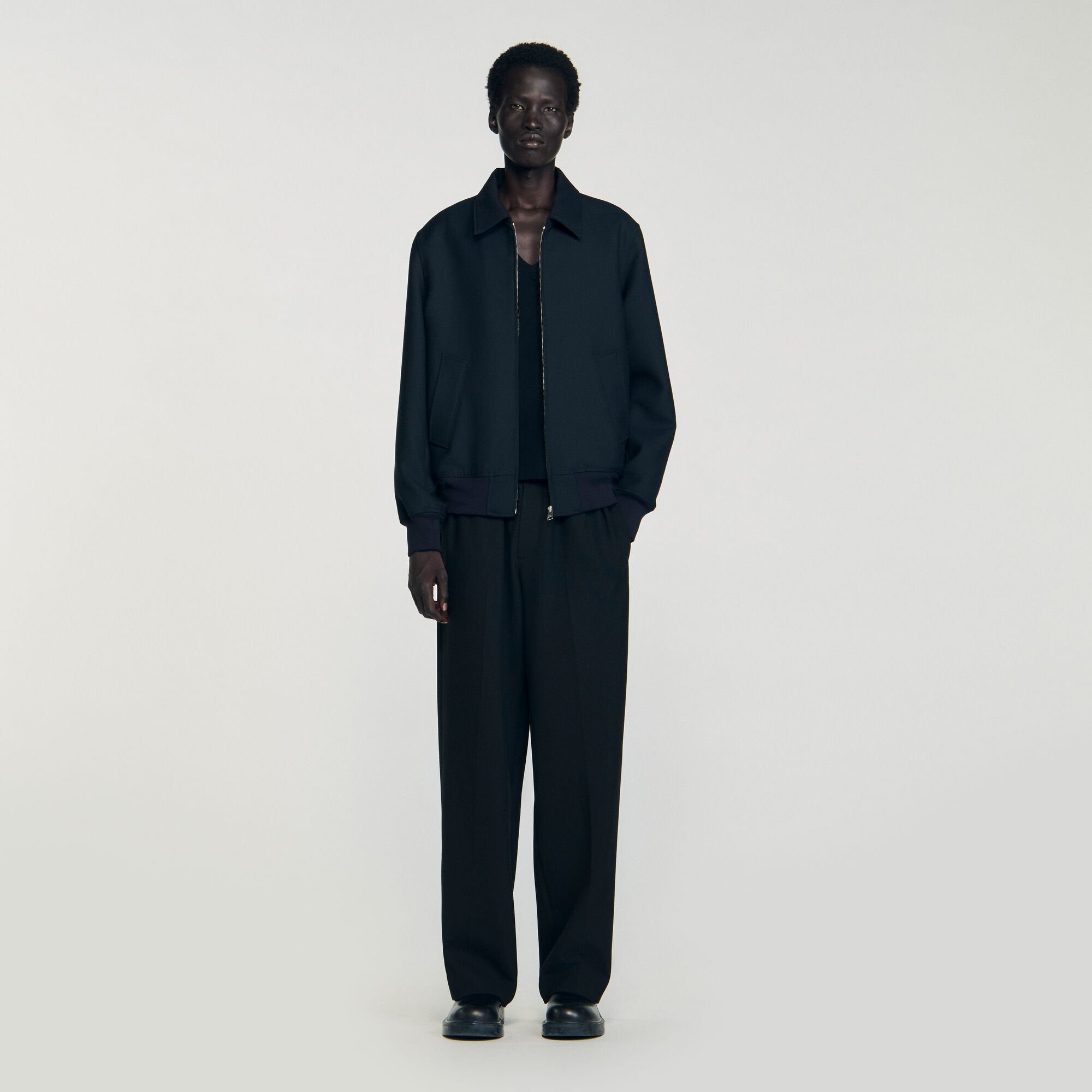 Casual zip-up jacket Navy Blue Sandro Men