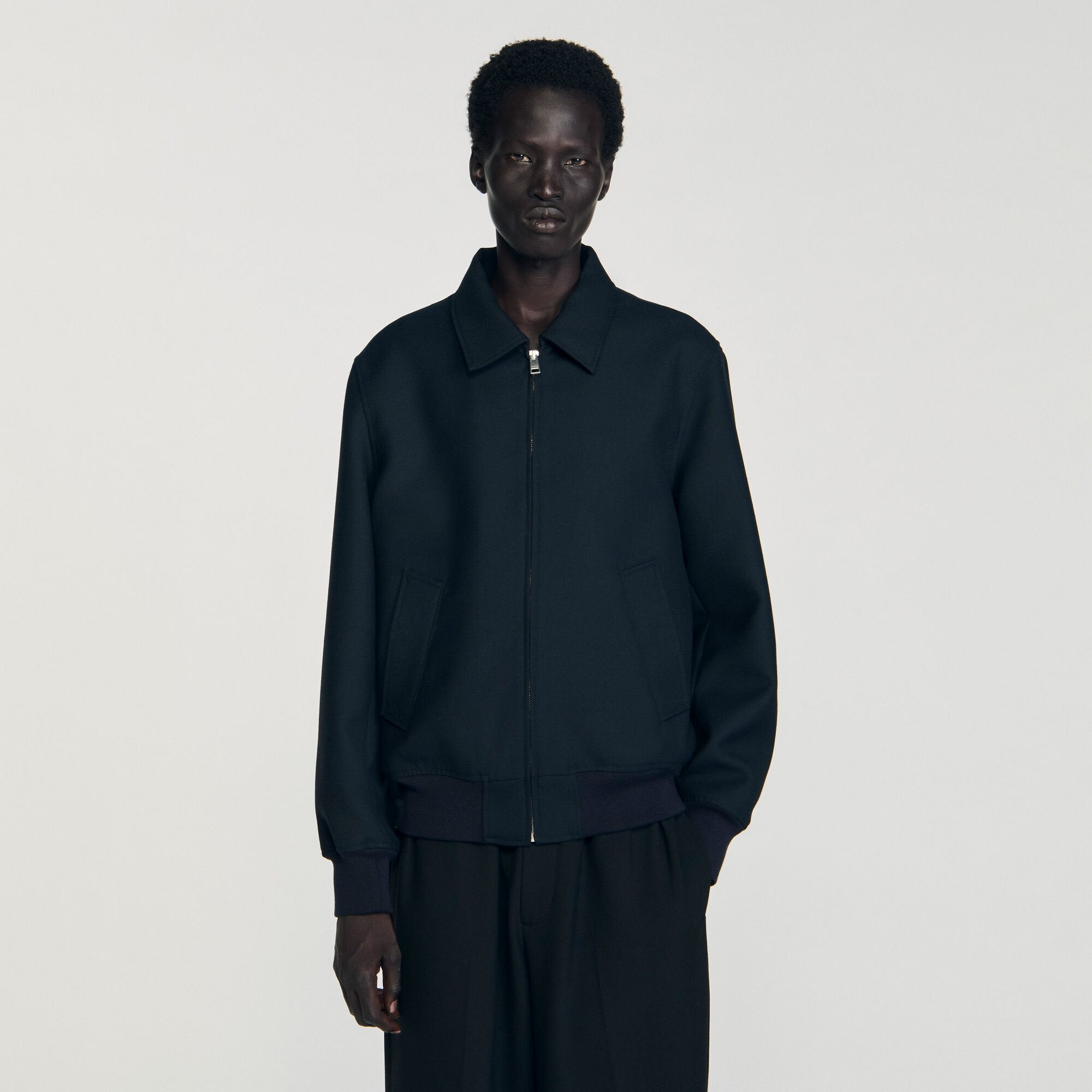 Casual zip-up jacket Navy Blue Sandro Men
