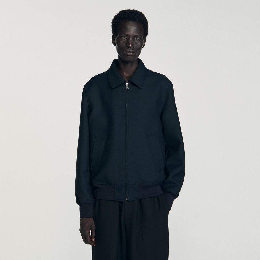 Casual zip-up jacket Navy Blue Sandro Men