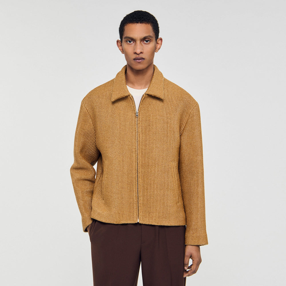 Woven raffia jacket Camel Sandro Men