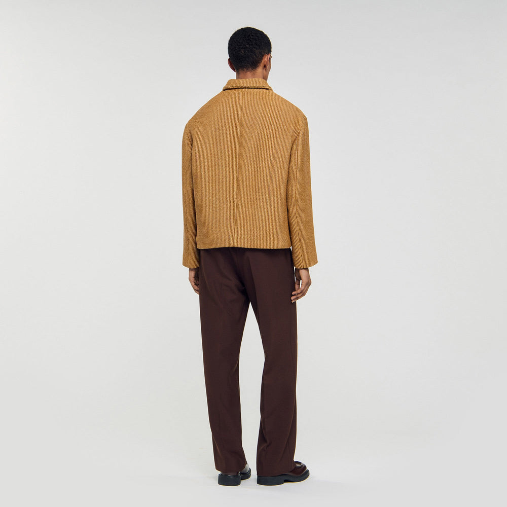 Woven raffia jacket Camel Sandro Men