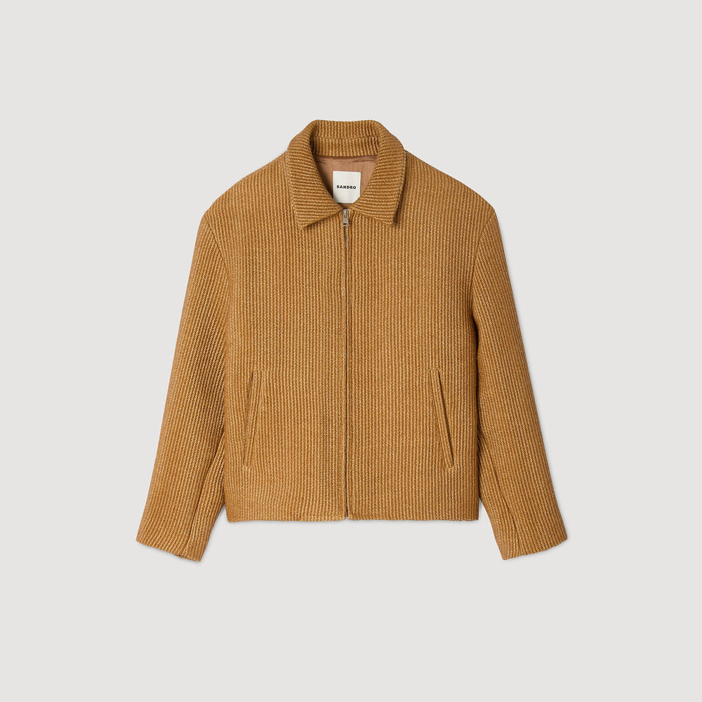 Woven raffia jacket Camel Sandro Men