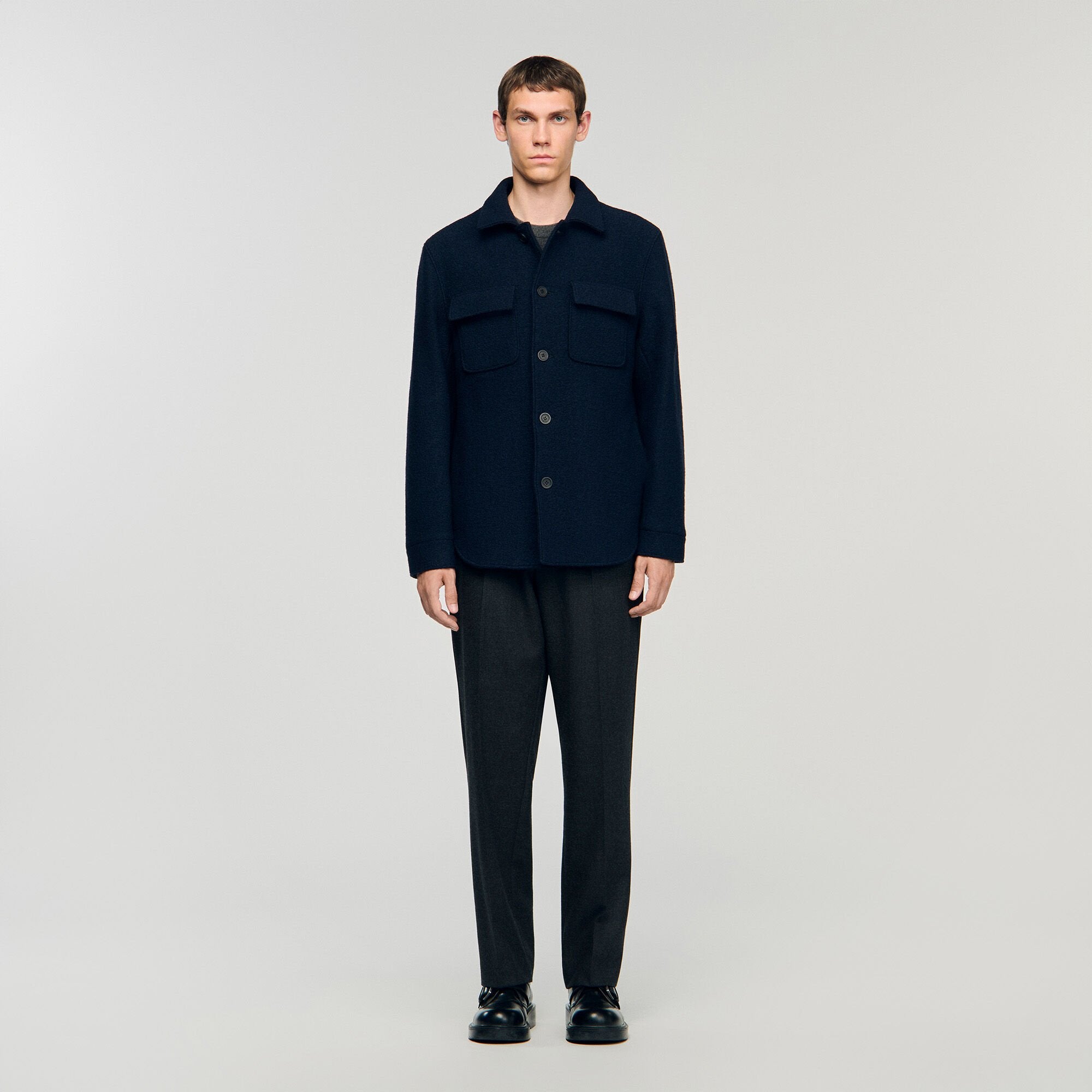 Wool overshirt Midnight Blue Sandro Men
