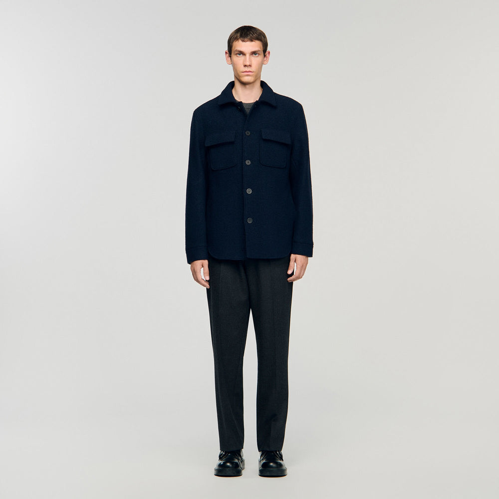 Wool overshirt Midnight Blue Sandro Men