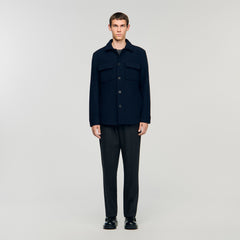 Wool overshirt Midnight Blue Sandro Men