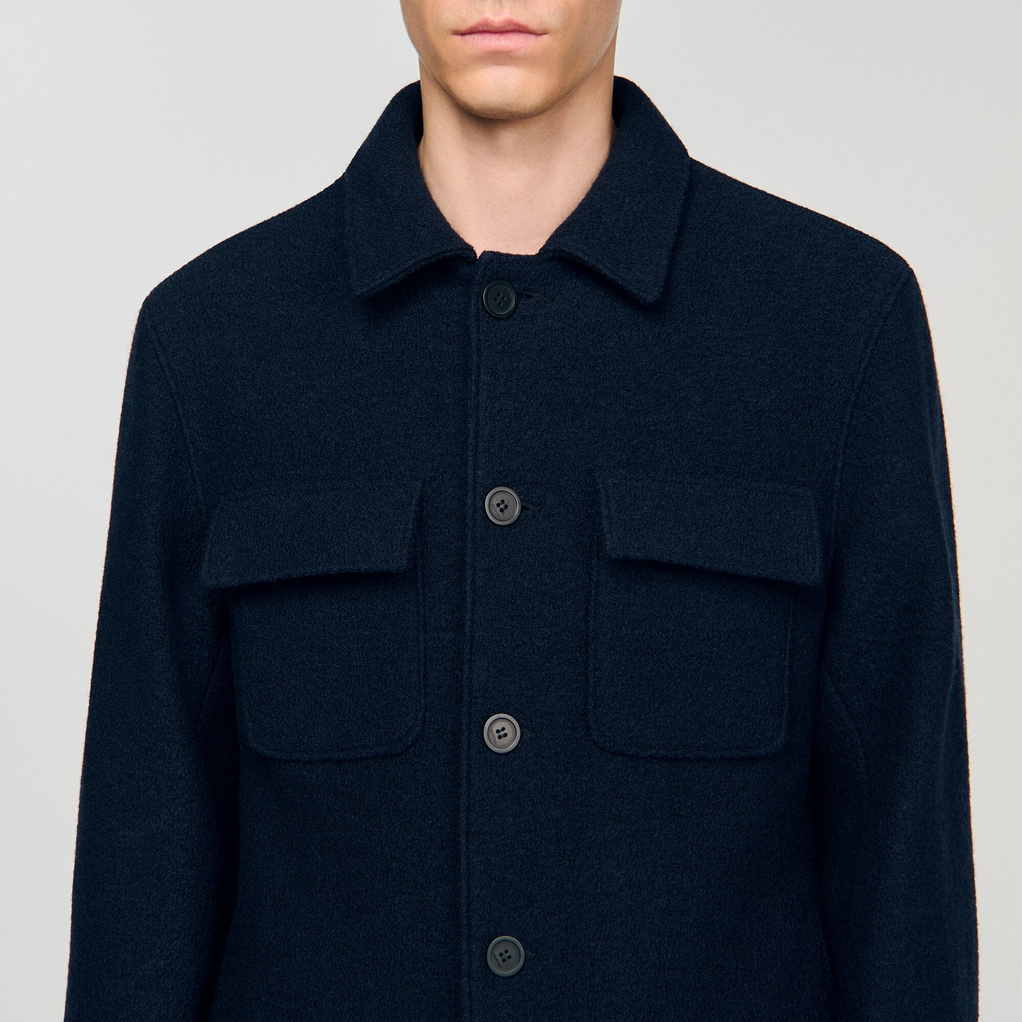 Wool overshirt Midnight Blue Sandro Men
