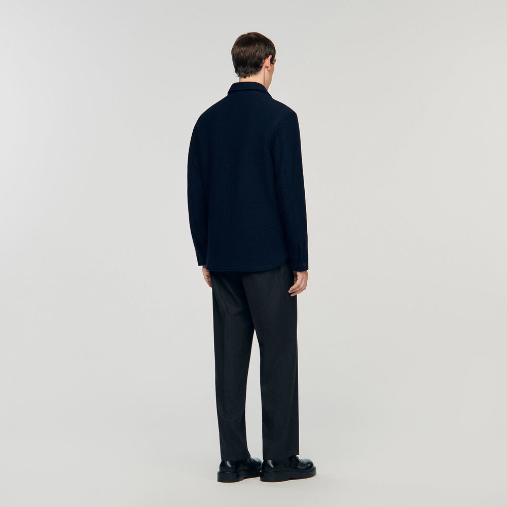 Wool overshirt Midnight Blue Sandro Men
