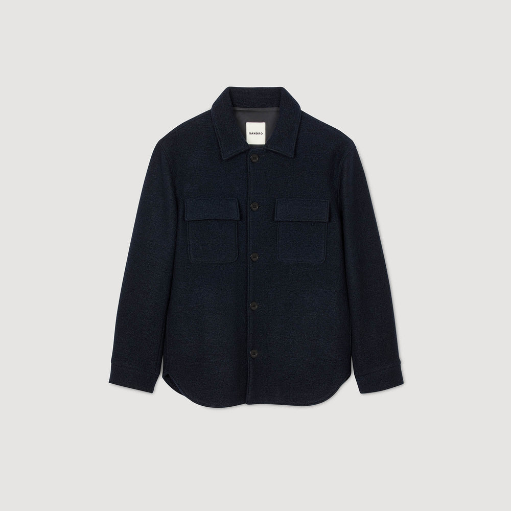 Wool overshirt Midnight Blue Sandro Men