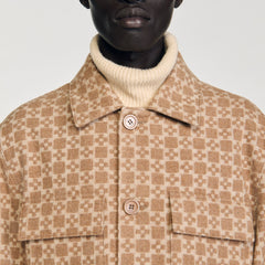 Square Cross jacquard overshirt Camel Sandro Men