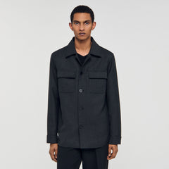 Wool overshirt with pockets Dark Grey Sandro Men