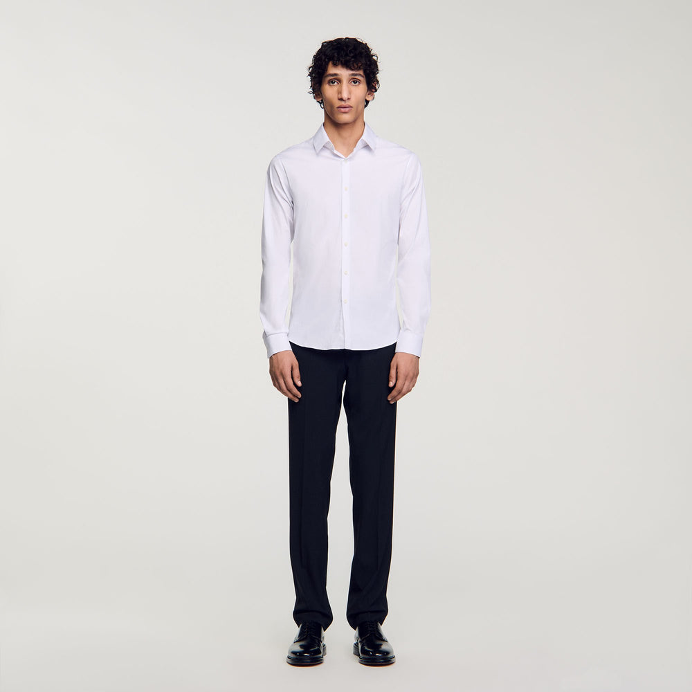 Fitted stretch cotton shirt White Sandro Men