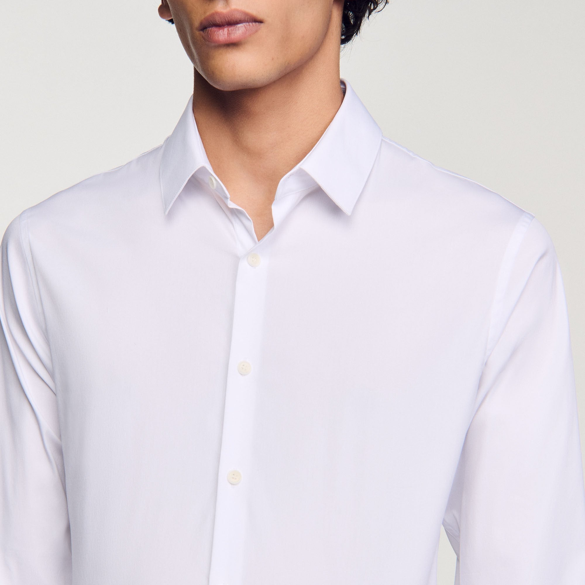 Fitted stretch cotton shirt White Sandro Men
