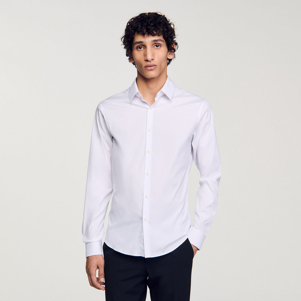 Fitted stretch cotton shirt White Sandro Men
