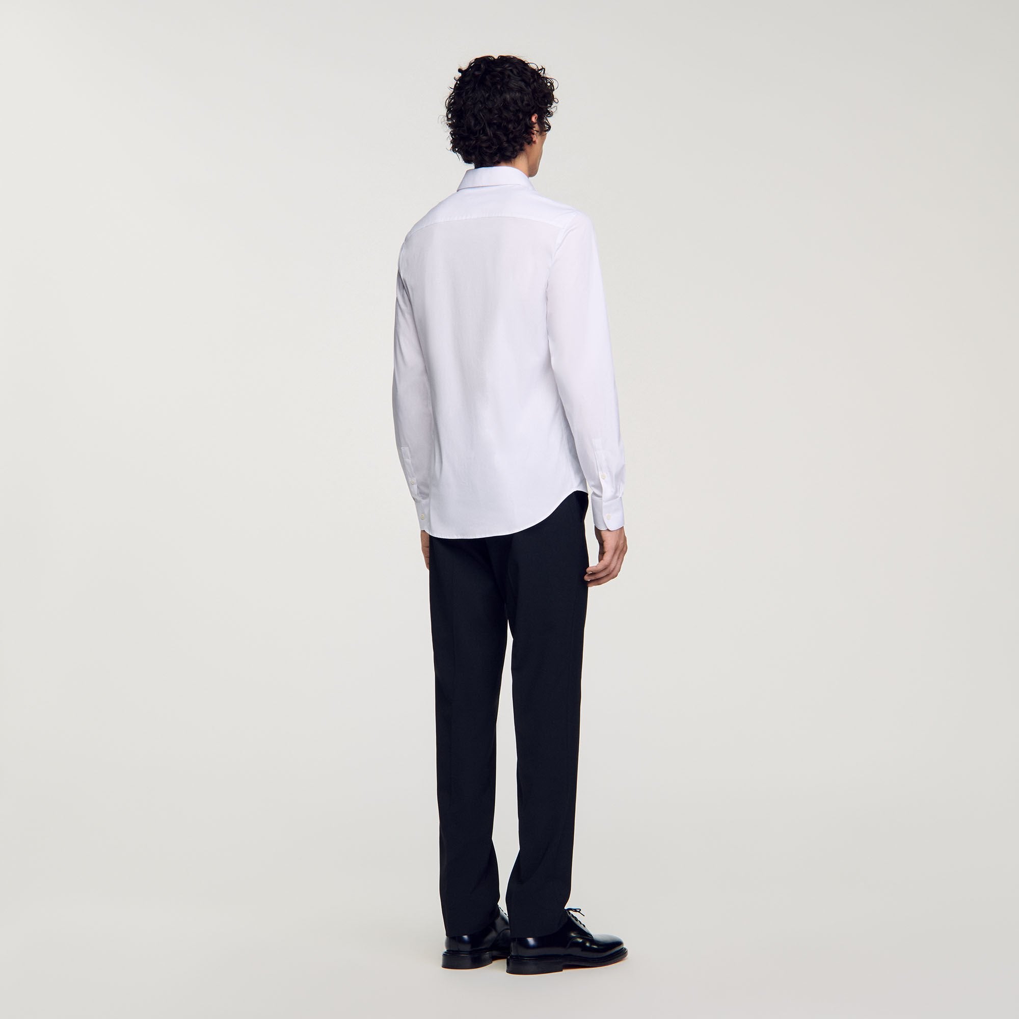 Fitted stretch cotton shirt White Sandro Men