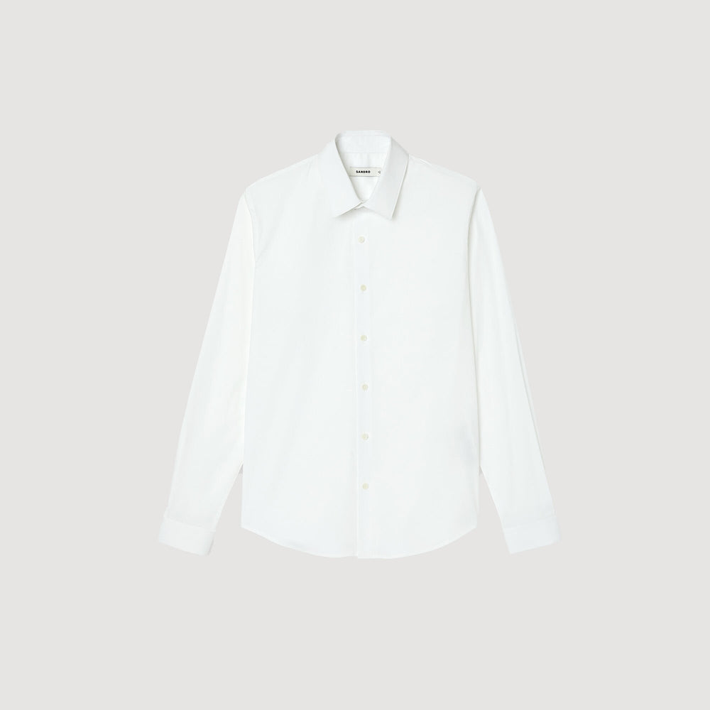 Fitted stretch cotton shirt White Sandro Men