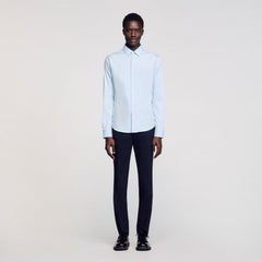 Fitted stretch cotton shirt Sky Blue Sandro Men