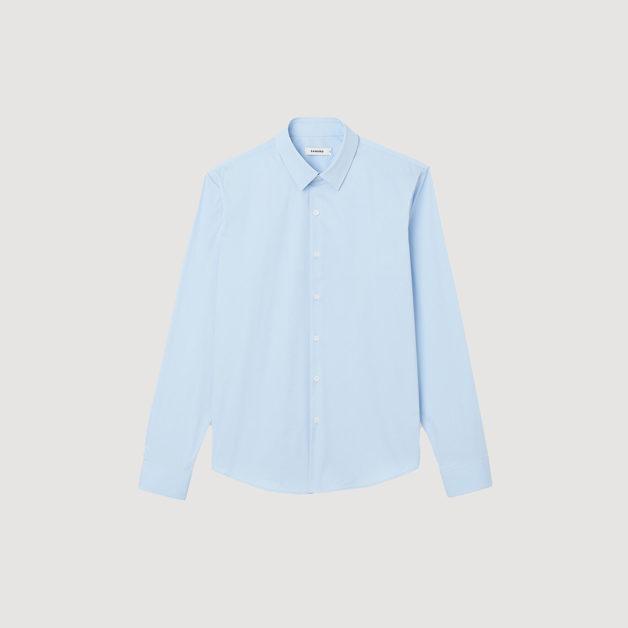 Fitted stretch cotton shirt Sky Blue Sandro Men