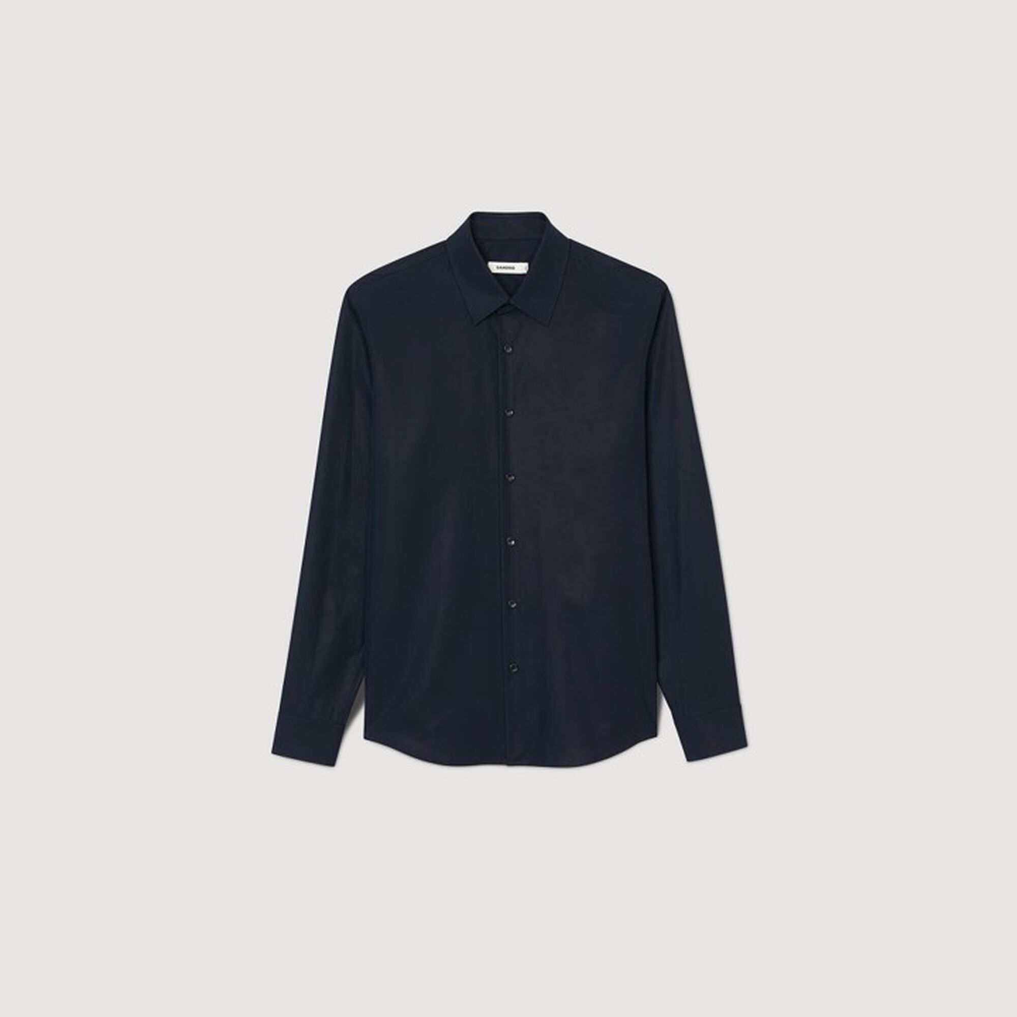 Fitted stretch cotton shirt Navy Blue Sandro Men