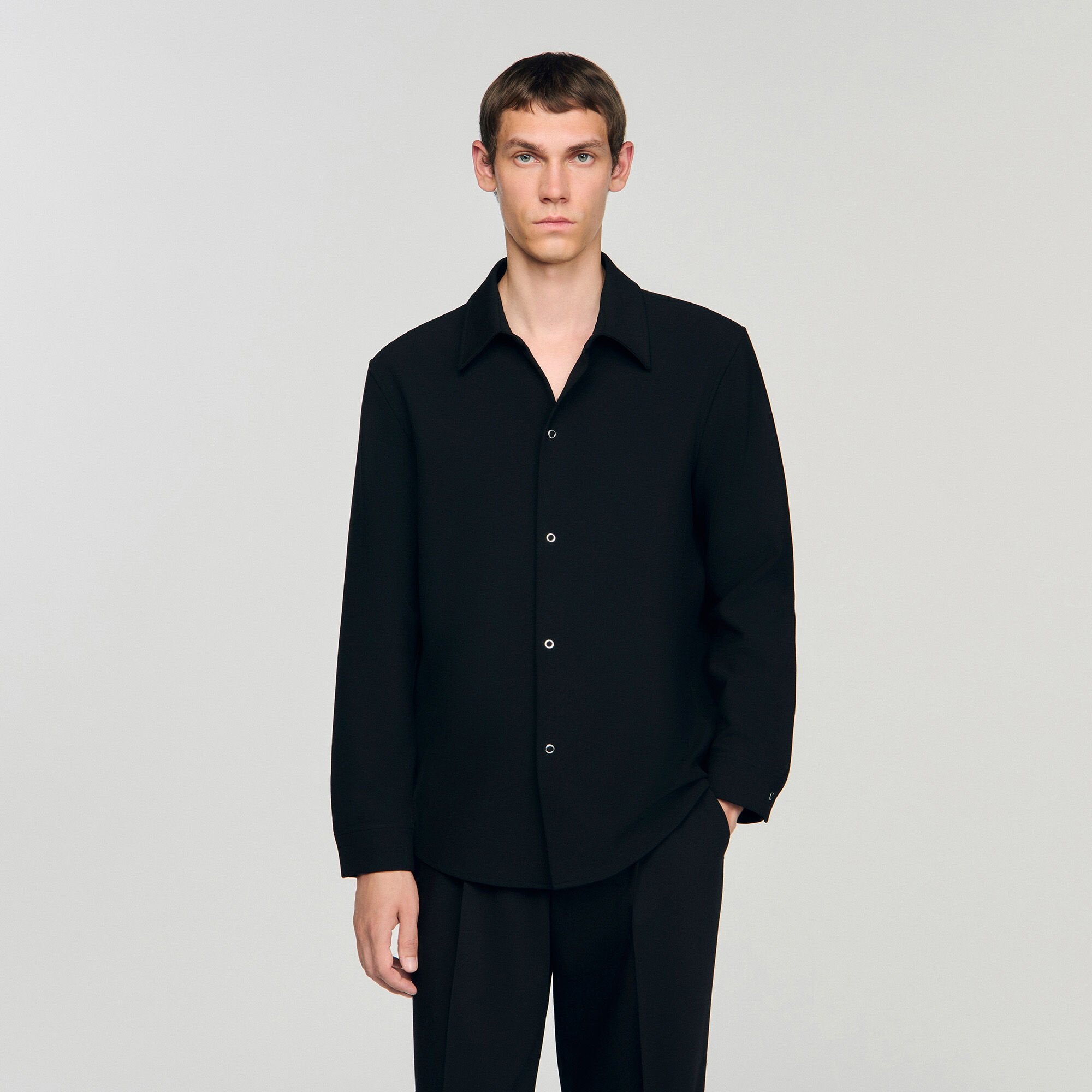 Long-sleeved jersey shirt Black Sandro Men
