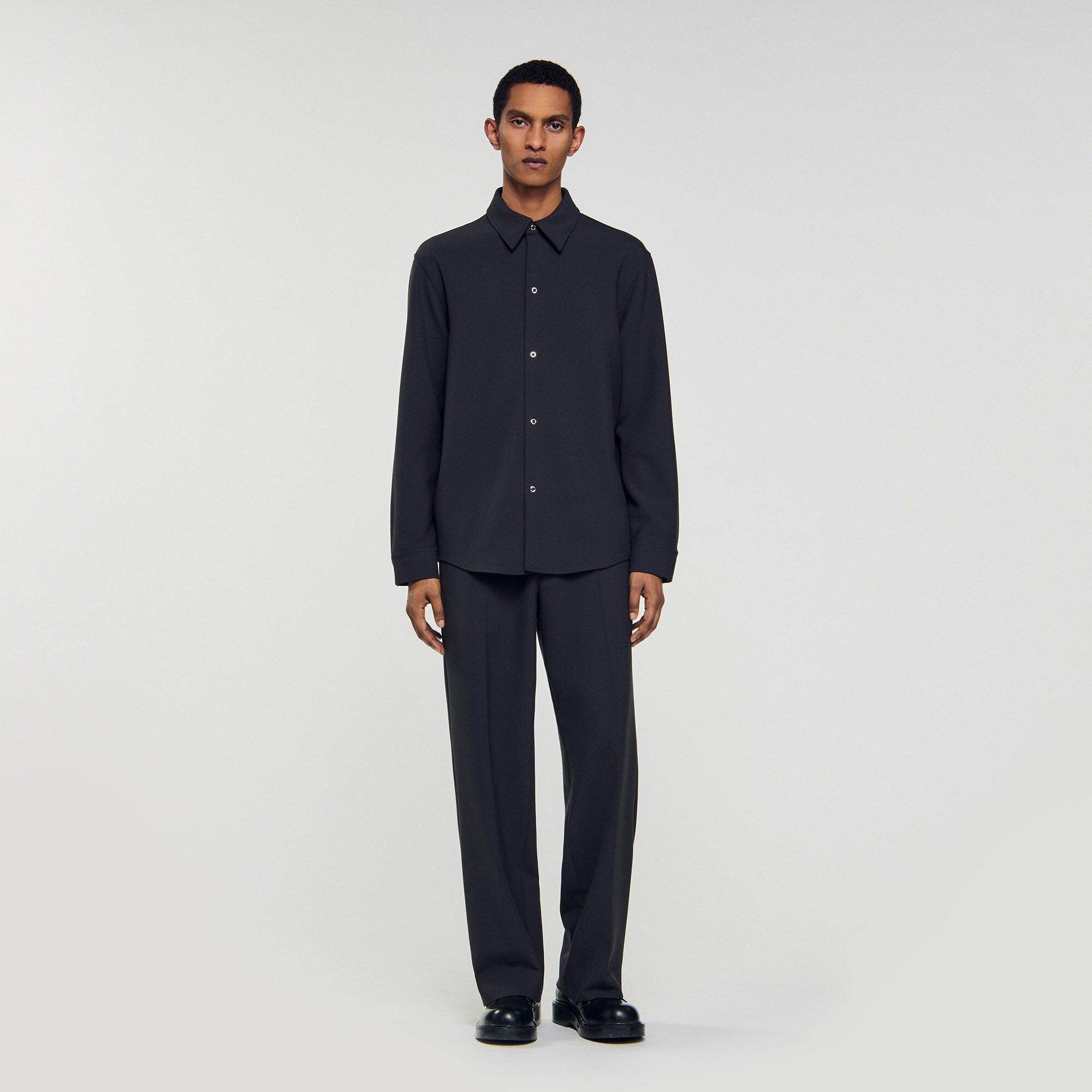 Long-sleeved jersey shirt Dark Grey Sandro Men