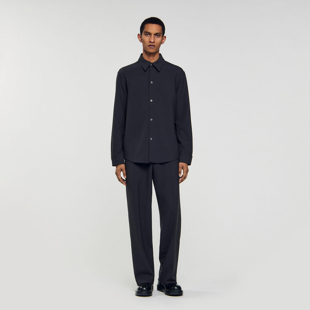 Long-sleeved jersey shirt Dark Grey Sandro Men