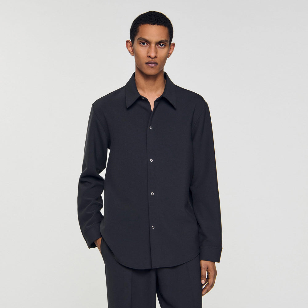 Long-sleeved jersey shirt Dark Grey Sandro Men