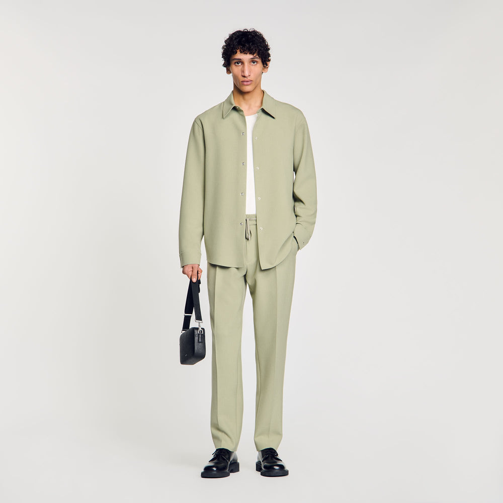 Long-sleeved jersey shirt Light Kaki. Sandro Men