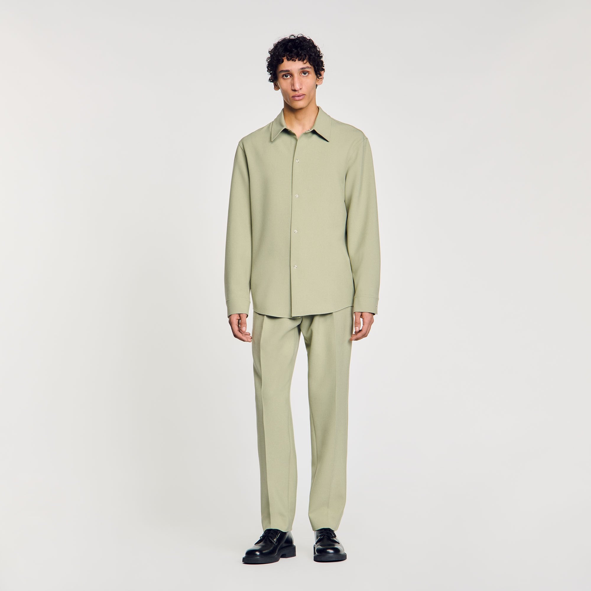 Long-sleeved jersey shirt Light Kaki. Sandro Men