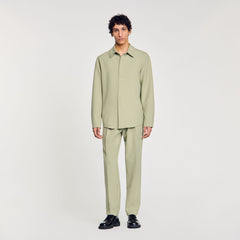 Long-sleeved jersey shirt Light Kaki. Sandro Men