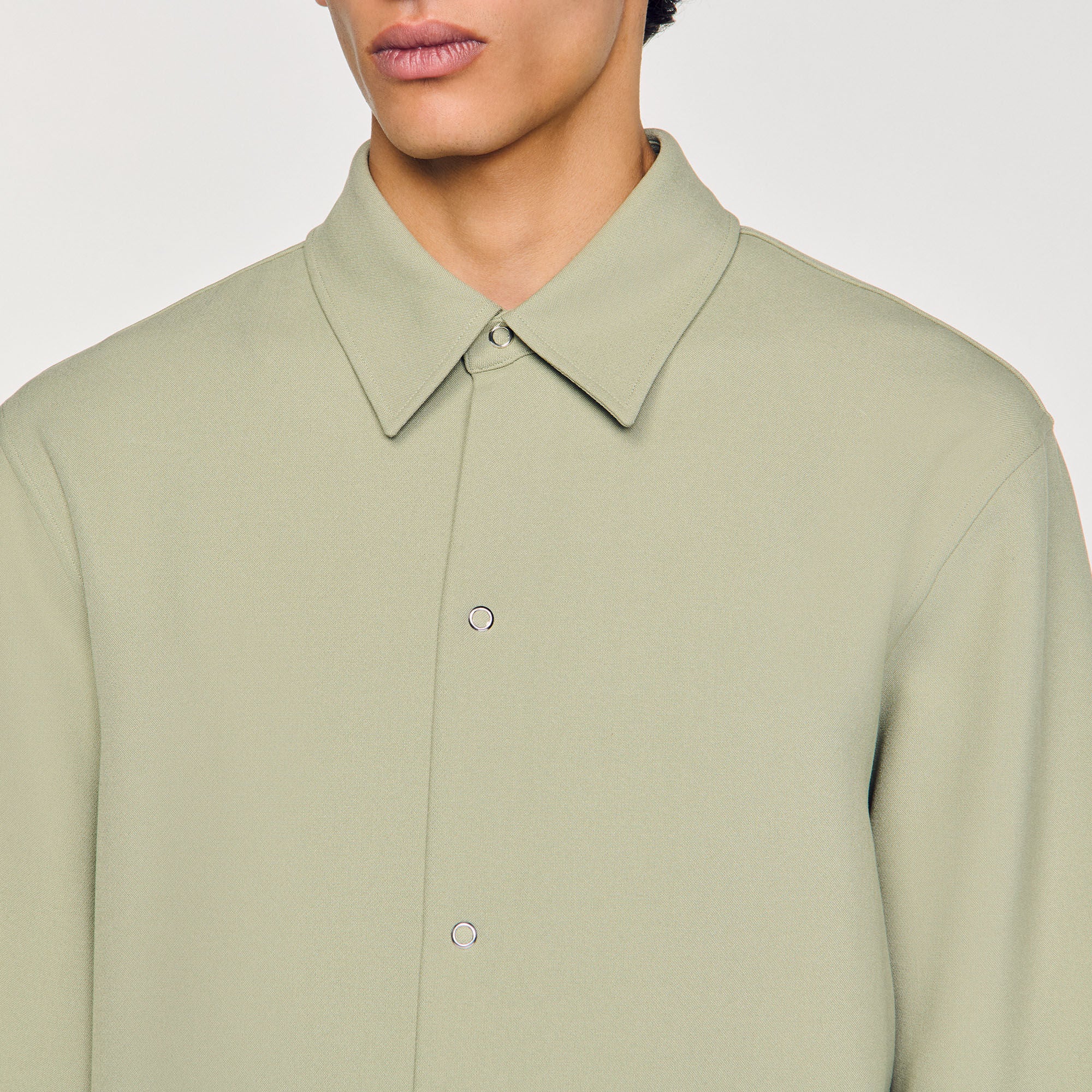 Long-sleeved jersey shirt Light Kaki. Sandro Men