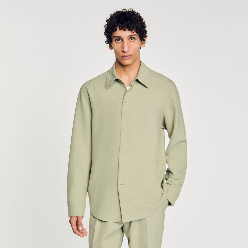 Long-sleeved jersey shirt Light Kaki. Sandro Men
