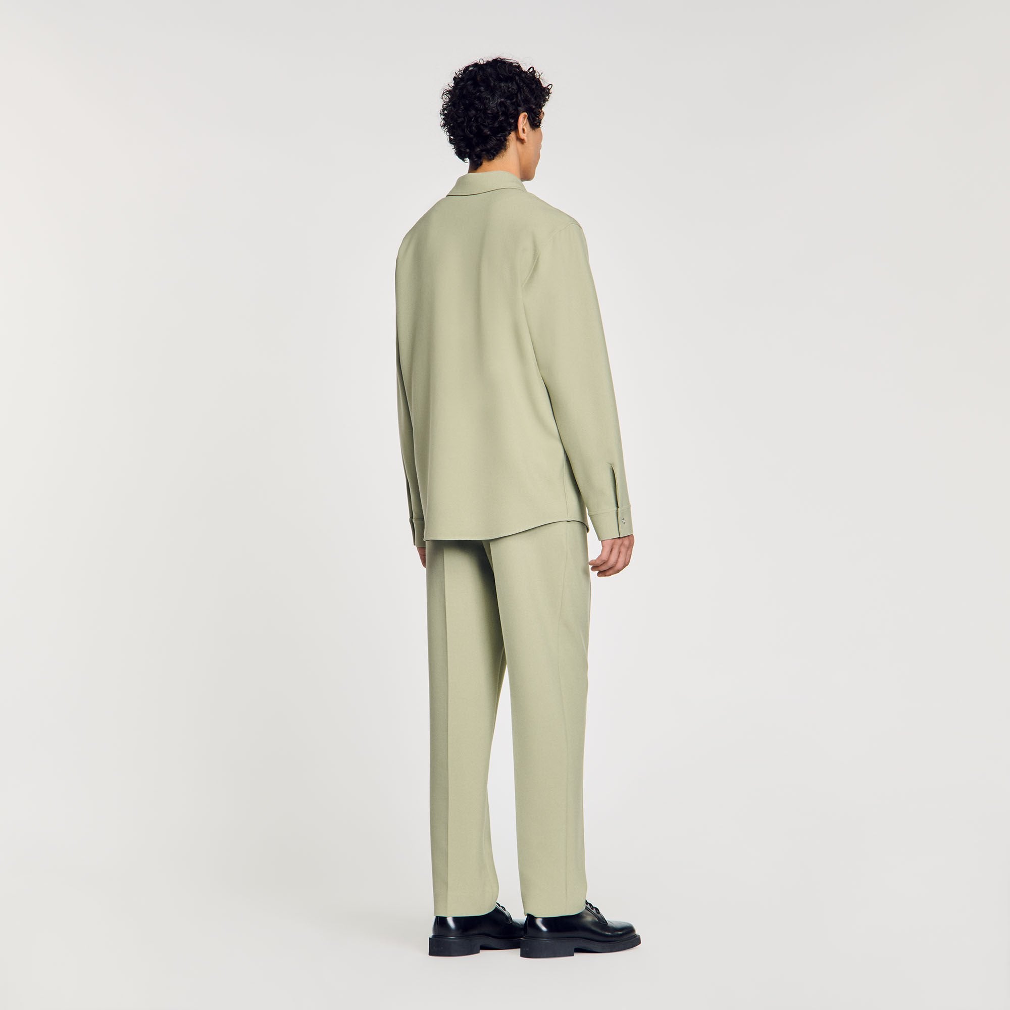 Long-sleeved jersey shirt Light Kaki. Sandro Men