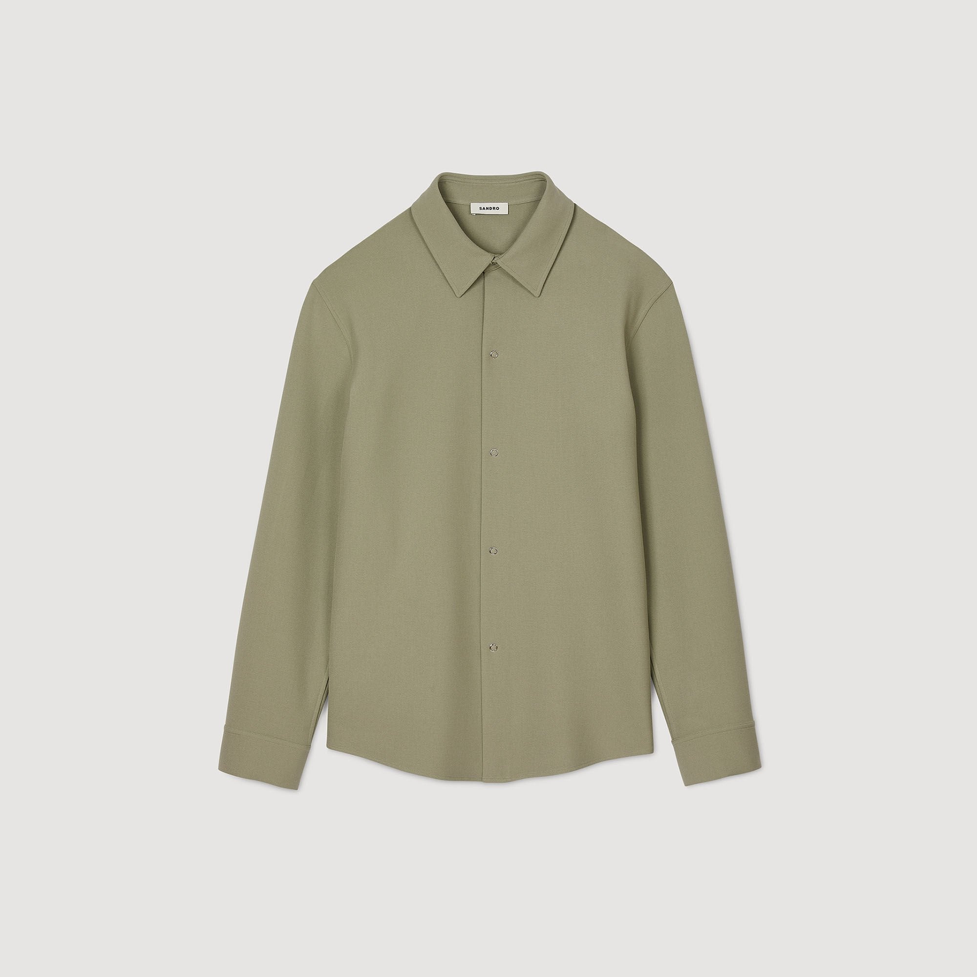 Long-sleeved jersey shirt Light Kaki. Sandro Men