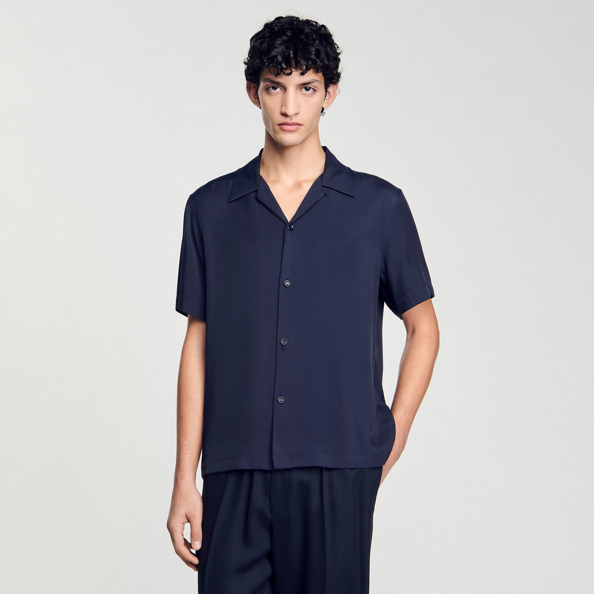 Shark collar shirt Midnight Blue Sandro Men